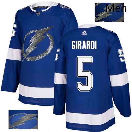 Mens Adidas Tampa Bay Lightning 5 Dan Girardi Authentic Royal Blue Fashion Gold NHL Jersey